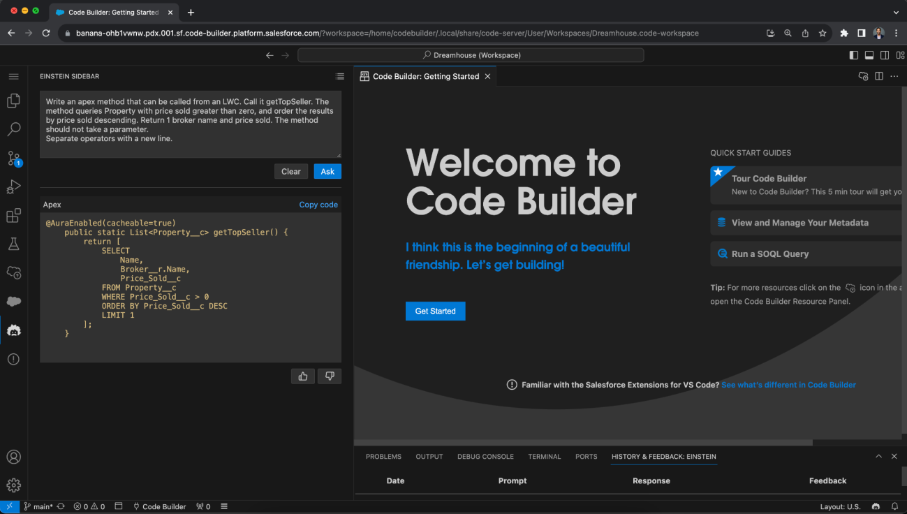 Salesforce code builder