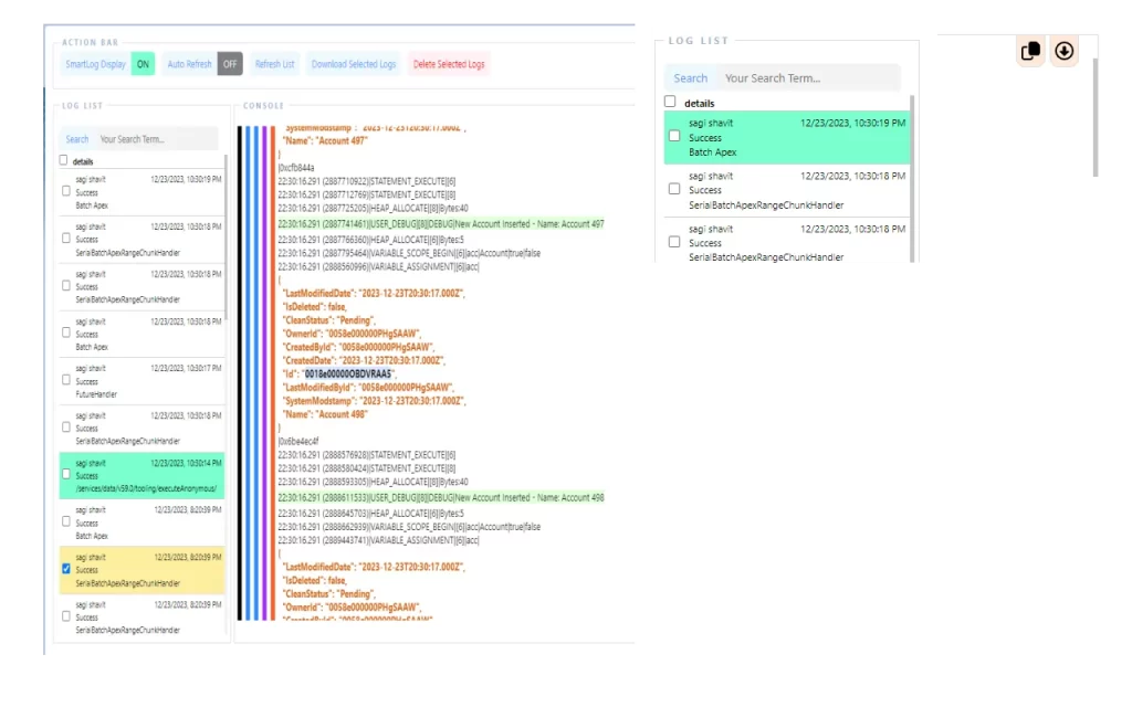 Salesforce smartlogs