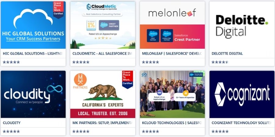 Top Salesforce Consulting Partners on Salesforce AppExchange